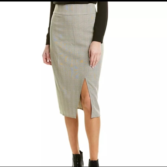 WAYF Gray Green Faux Wrap Pencil Skirt Size M - Picture 1 of 12